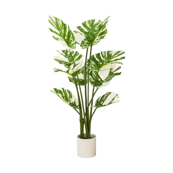 Artificial Natural Green Large White Monstera for Home Decor