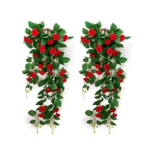 25 Red Rose Hanging Creeper For Indoor/Outdoor Decorative And Home Office Garden Decor